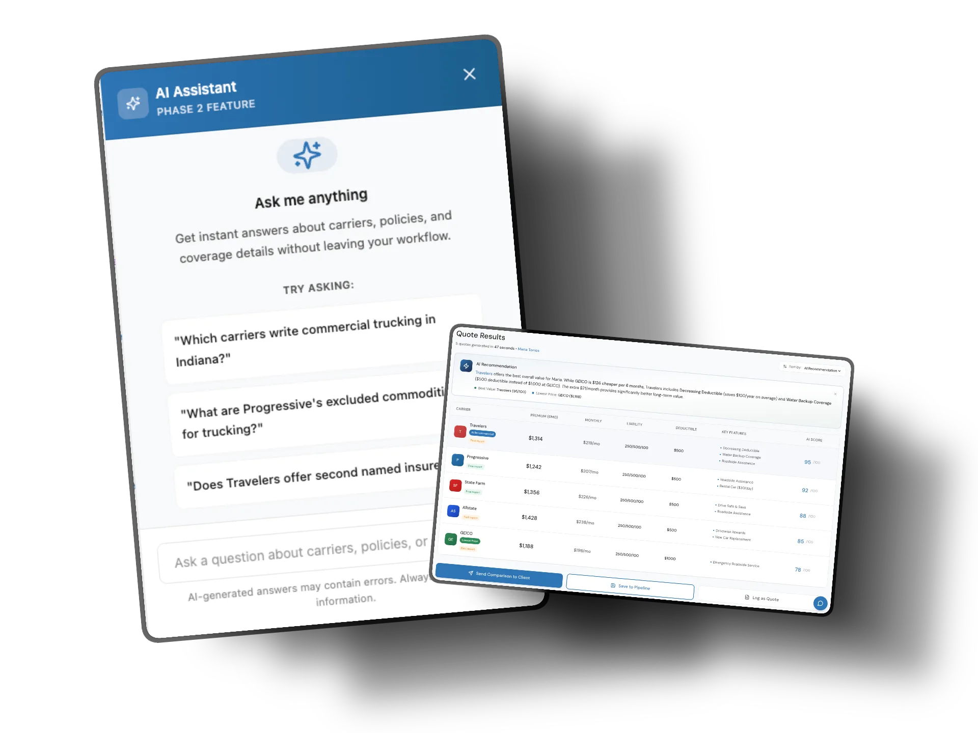 HarborIQ carrier management showing carrier directory and coverage guidelines